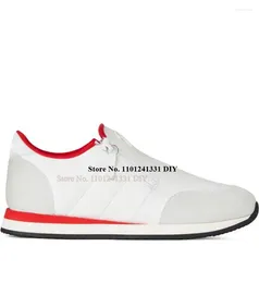 Casual Shoes White Red Contrasting Lining Sneakers Men Side Zipper Round Toe Board Zapatillas Chaussure Man's Flats