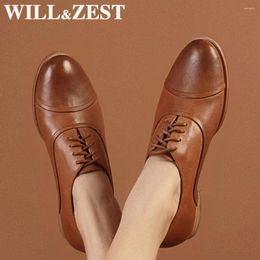 Chaussures décontractées Willzest Femmes Flat Moodas Mesdames Oxford Slip on Luxury Designers Plus Taille 2024 Womans Leather Vintage Fashion Fashion