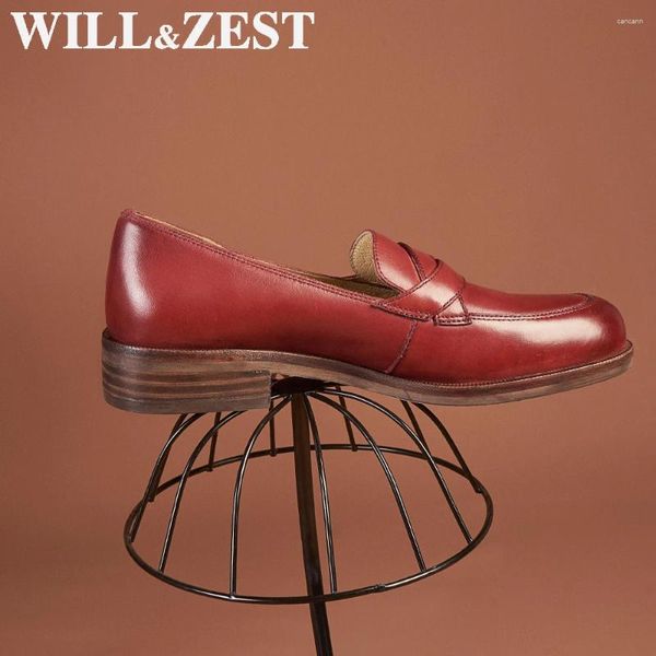 Chaussures décontractées Willzest Women's Mandis 2024 Véritable cuir plate femme Fashion Elegant Red Automne Pumps Luxury Designers Shoe à talons bas