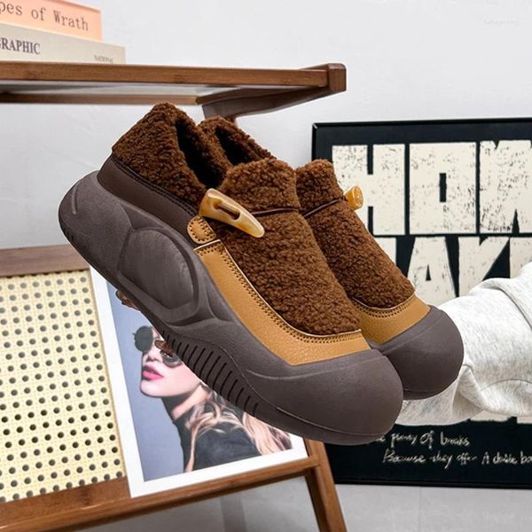 Chaussures décontractées d'hiver en fourrure pour femmes, baskets de sport chaudes à enfiler, confortables et mocassins en peluche, chaussures rembourrées pour maman