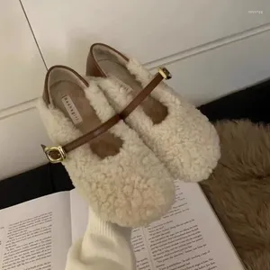 Chaussures décontractées hivernales de style coréen cheveux d'agne