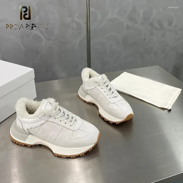 Chaussures décontractées pour amoureux du sport, en cuir véritable, fourrure confortable, chaude, plateforme de styliste, vulcanisée, hiver, 2024