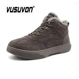 Chaussures décontractées Men d'hiver Boots Snow chaude 2024 Male masculine confortable Outdoor Marche véritable en cuir en cuir Sneakers