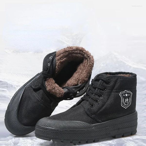 Zapatos Casuales de Invierno para Hombre, Zapatillas Altas Acolchadas de Moda cálidas con Cordones antifrío Retro de algodón para Hombre