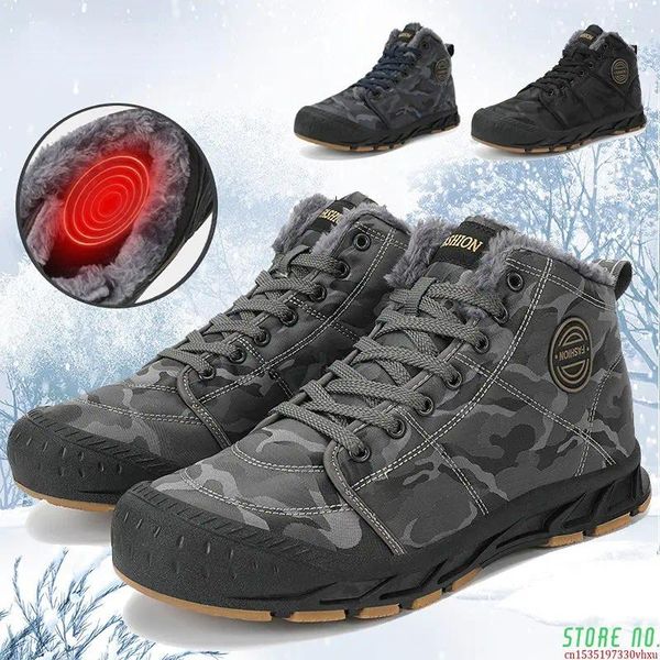 Chaussures décontractées Men d'hiver Boots de neige chauds en peluche coton étanche à la cheville haute