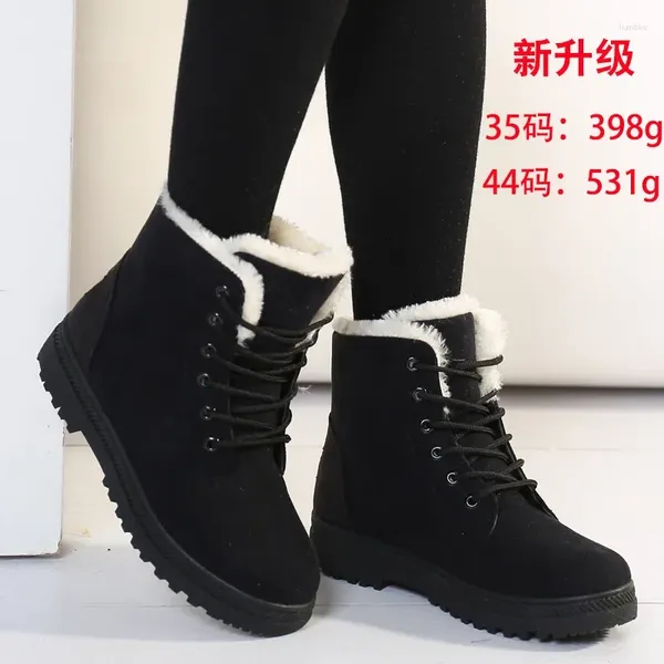 Zapatos informales Botas de nieve de invierno Tamaño de mujer Tacón plano cálido Botas de Mujer Famá