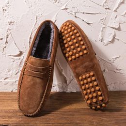 Casual schoenen winter suède lederen slip op mannen loafers mocassins mocassin homme mocasines hombre herfst heren slip-ons anti-skid