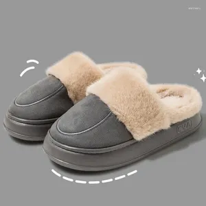 Pantoufles en fourrure pour femmes, chaussures décontractées, bottes chaudes, plates, diapositives à plateforme, courtes en peluche, Mules en coton et daim pour la maison, collection hiver 2024