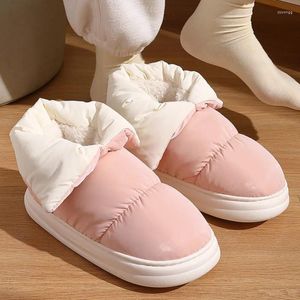 Casual schoenen Winter vrouwen pluche platte dikke zool warme katoenen sneeuwschoenen voor dames platform High Top Street 2024 Girls Cloud enkelschoen