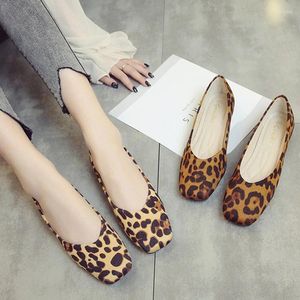 Zapatos casuales Fashion Fashion Leopard Leede Brown Flats femenino SUGO SUMBRADO SOLO OFICINA OFICINA MOMA PEQUEÑA Tamaño 33-43