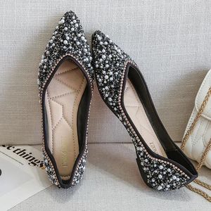 Chaussures décontractées Femme Flats Rhingestone Crystal Locs Ladies For Women Pointed-Toe Spring Summer Taille 34-43 WSH4864