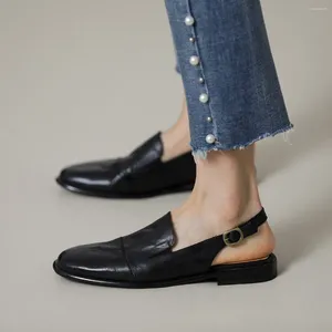 Chaussures décontractées femme mules véritables cuir en cuir W Wames d'été Muller Muller Sandales de printemps à orteil avec confort de boucle