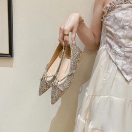 Chaussures décontractées Femmes 2024 Banquet à talons à talons Crystal Sequins Mariage Gold Femme Femme Zapatos de Mujer