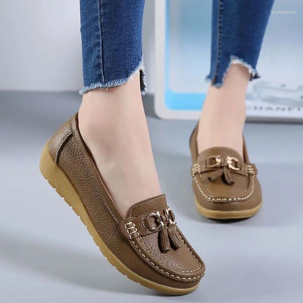 Zapatos informales Mujeres 2024 Spring Autumn Flats Cuero Moccasins transpirable Balterina Ballerina Damas Zapatos Mujer