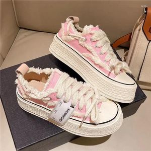 Casual schoenen vrouwen canvas platform vrouw high top lente flashion vulcanisatie roze bloemen espadrilles tennis vrouwelijke sneakers