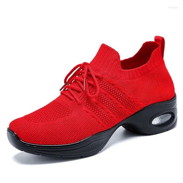 Chaussures décontractées Femmes Dance Sneakers Femme Léger carré dansant Solide Sole Sole Walking Walking