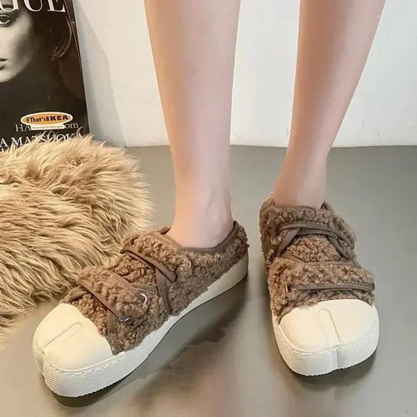 Zapatos informales Fashion Fashion Flat Anti-Fur 2024 Otoño Invierno, todo con un sombrero de frijoles perezoso algodón cómodo