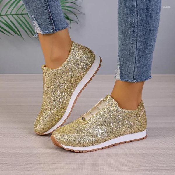 Chaussures décontractées femmes mode printemps automne paillettes toile baskets plate-forme peu profonde vulcaniser Zapatillas Mujer56