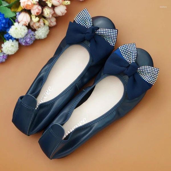 Zapatos informales para mujer planos 2024 primavera otoño lazo decoración mulas señoras tacón bajo lujo punta redonda calzado femenino Ballet tamaño 34-44