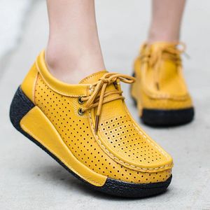 Zapatos casuales para mujeres mocasines de plataforma plana de cuero genuino cómodos mocasines de zapatillas blancas suaves Zapatos de Mujer