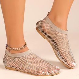 Chaussures décontractées Femmes Flats Crystal Luxury Boots Cool Sandales Summer Designer Mesh Walking Loafers Plus taille 43