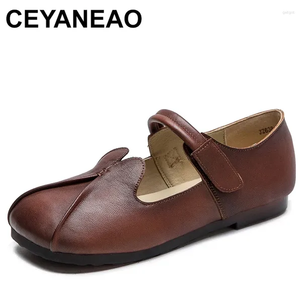 Zapatos informales para mujer, planos, primavera, cuero genuino, cómodos, calzado Mary Janes, moda femenina