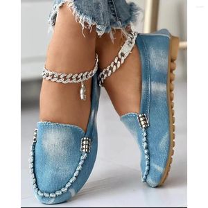 Zapatos casuales Mujeres saliendo Detalles Ruchados Slip-Ofling Platers Flanh Fashion Fashion Round Toe Mujer