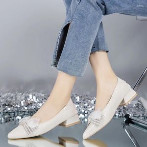 Chaussures décontractées Femmes Talons Shoe 2024 Été Point Élégant Low Fashion Français Social