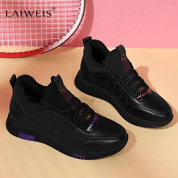 Chaussures décontractées Femme en cuir Black Femme Fémelles Femme Lace Up Up Spring Femme Femme's Non-Slip Mandis Sneakers