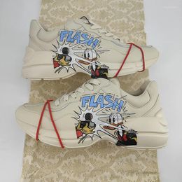 Chaussures décontractées Femmes en cuir à lacets Imprimé 3D Plateforme personnalisée Tendance de baskette IVORI