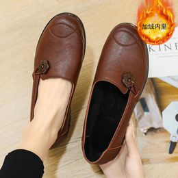 Casual schoenen vrouwen moeder waterdichte pu lederen polyurethaan bodem met fluweel warm lichtgewicht slijtvast comfortabel comfortabel