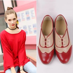 Zapatos informales para mujer, zapatos planos Oxford de primavera para mujer, zapatos planos de cuero genuino, mocasines con cordones Vintage, zapatillas de deporte