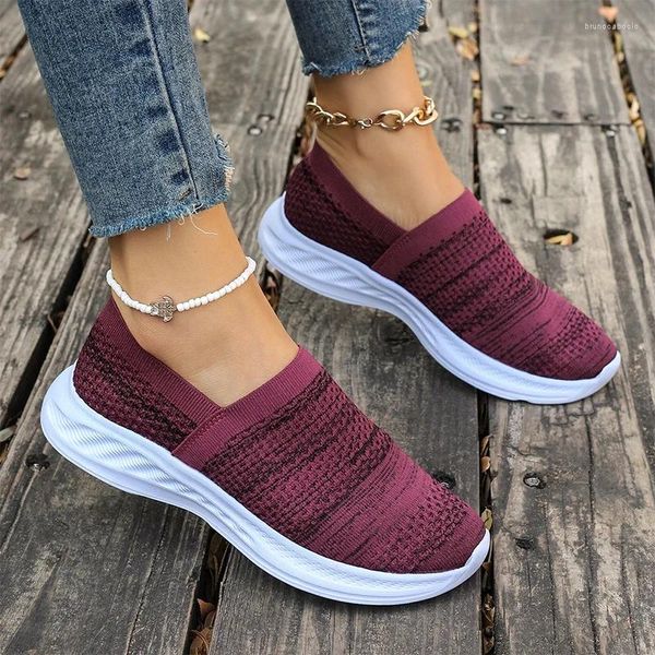 Chaussures décontractées Femme Platform Flats baskets Imprimer des mots rétro aléatoires Summer 2024 Walking Sport Running Randonnée Mujer Zapatos