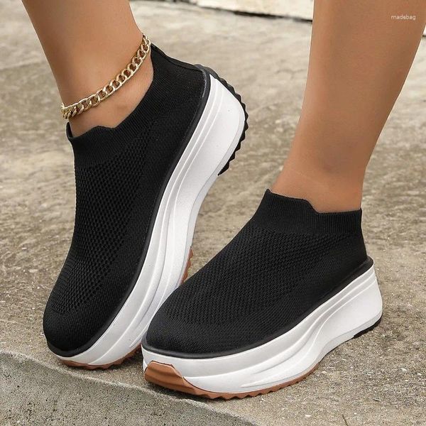 Zapatos casuales de plataforma para mujeres zapatillas moda otoño femenino slip-on sports zapatillas transpirables caminantes pisos damas diarias vulcanizadas