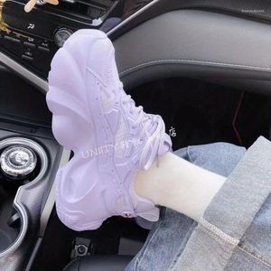 Chaussures décontractées femme 2024 rose violet baskets Kawaii respirant talon épais étudiant haut haut chaussure de course plate-forme femme