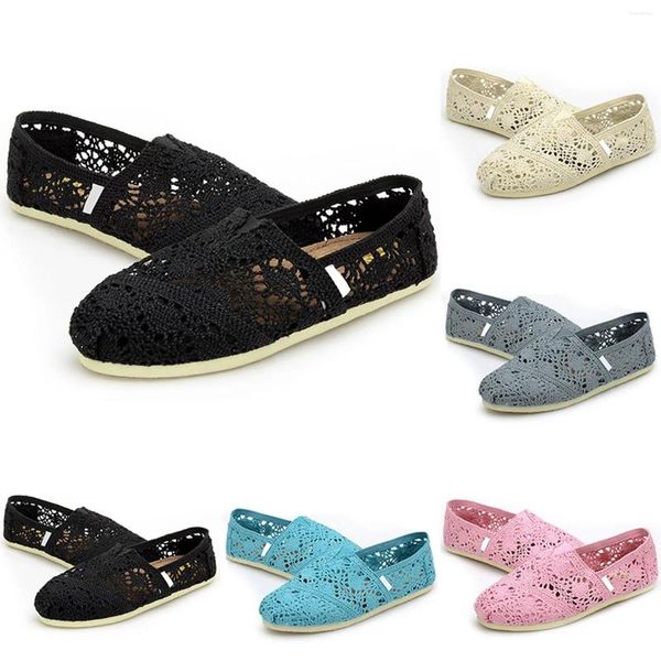 Zapatos casuales de lienzo para mujeres Crochet Slip on Flat Lindas Sandalias para caminar