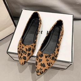 Chaussures décontractées Fashion Pointed Toe Couleur unie confortable Ballet plat à imprimé léopard