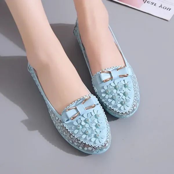 Chaussures décontractées Fémièrement 2024 Fashion Breath Lace Mesh Flats Light Light Ballet Soft Lady Sweet Bowknot Flower Logs