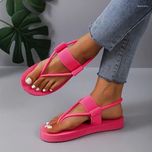 Casual schoenen dames plat string sandalen vaste kleur elastische band slip op zomerstrand