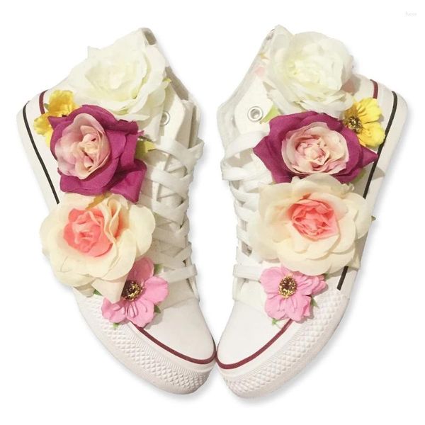 Zapatos casuales lienzo de flores para mujeres retro