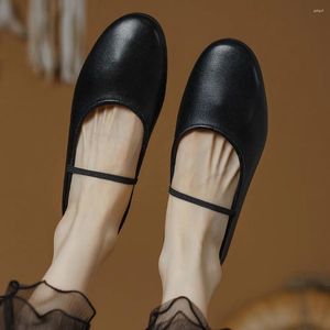 Chaussures décontractées Femmes En Cuir Véritable Bout Rond Slip-on Mary Jane Ballerines Haute Qualité Doux Confortable Espadrilles Ballerines Vente