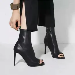 Zapatos casuales tacones altos para mujeres 2024 sandalias de tacón fino botas de boca de pescado de moda