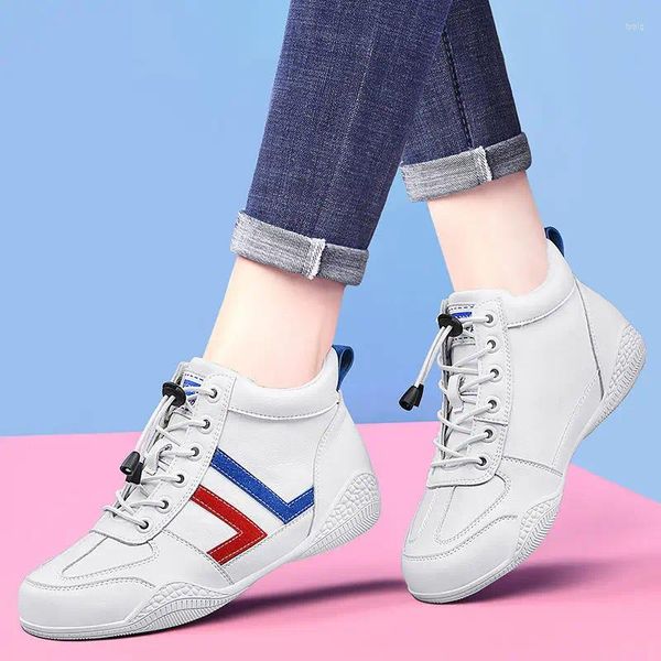 Zapatos casuales para mujeres blancas blancas primavera otoño otoño cómodos damas de cuero plano transpirable C440