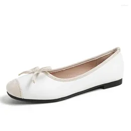 Casual schoenen dames lefu comfort ballet vrouwen zoete boog-tie slip-ons ballerina flats dame zachte lente zilveren schoenen maat 33-43