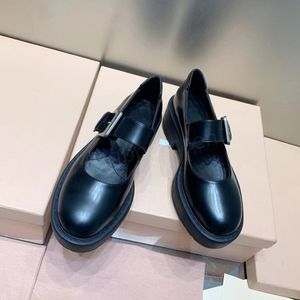 Plate-forme pour femmes Mary Jane Chunky Block talon chaussures habillées modèles de créateurs britannique rétro mode boucle bouts ronds noir véritable cuir mocassins taille 35-40