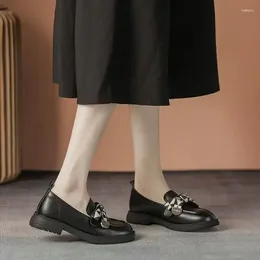 Zapatos casuales de cuero normal de cuero para mujeres con calzado de calzado de damas de proa