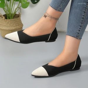 Chaussures décontractées Femmes en vente 2024 Fashion Slip Flats Automne Toe à odeurs pointues Couleurs nettes Net Clace à talons basse à talons bas