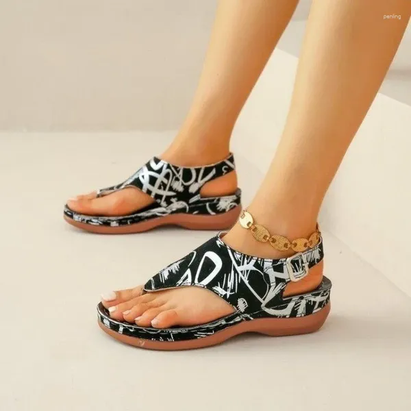 Chaussures décontractées pour femmes Sandales de coin orthopédique 2024 Clip d'été Tobe Slides Fashion Boucle pour femmes Flip Flop Zapatos de Mujer
