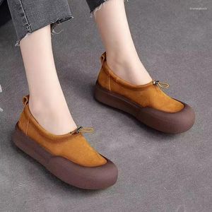 Chaussures décontractées Plateforme pour femmes baskets Slip-On Femmes Retro Pu Leather Mandis Soft Soft Soft Low-top Bashing