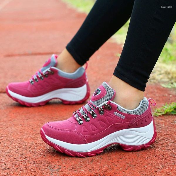 Zapatos informales Plataforma para mujeres Tacón de pendiente Fashion Caminata al aire libre Anti Slip Running Tennis Woman Tendencia 2024 Sneaker